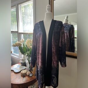 Moon Light Boho Eclectic velvet Ombré Robe with sheer pattern Kimono Robe